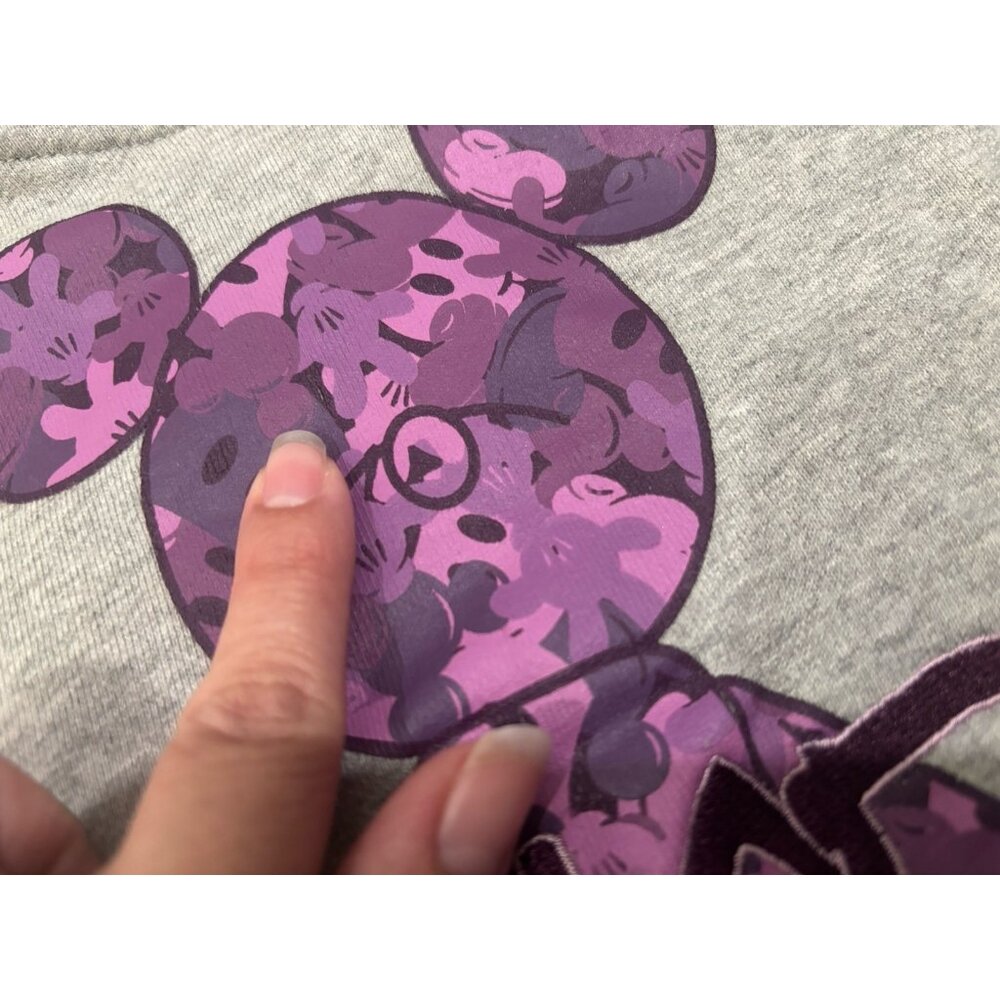 Disneyland Hong Kong Purple Mickey Mouse Gray Hoodie Pullover Size XS Women’s - Picture 5 of 12